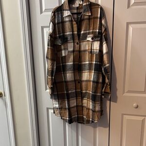 Plaid Button Down Shirt - Brown and Black
